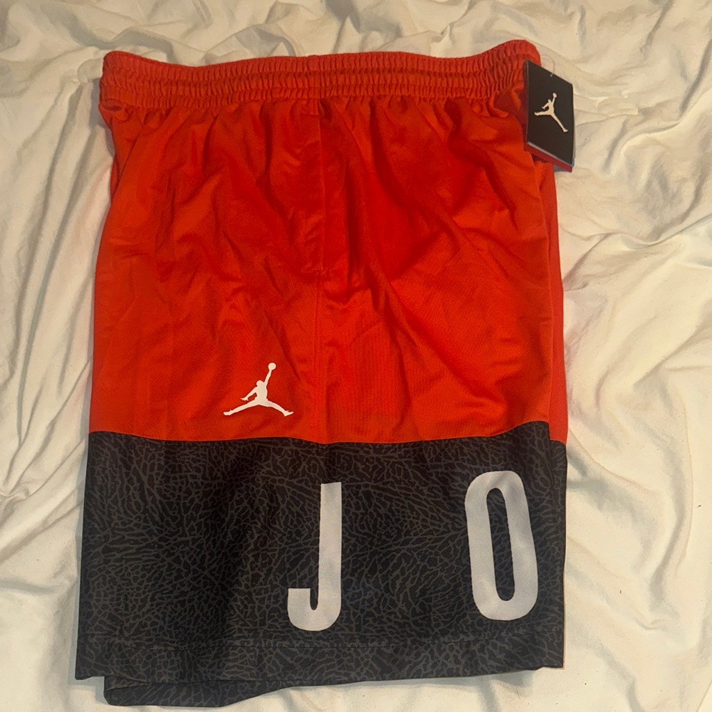 Jordan Orange and Black Logo Shorts